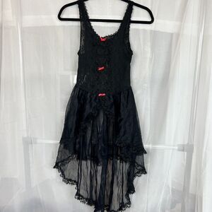 vintage 100% nylon tiered lace chemise slip dress steampunk gothic coquette